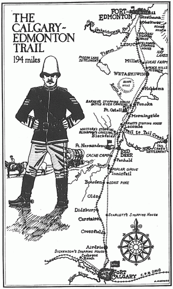 Calgary and Edmonton Trail with stopping houses and railway towns
